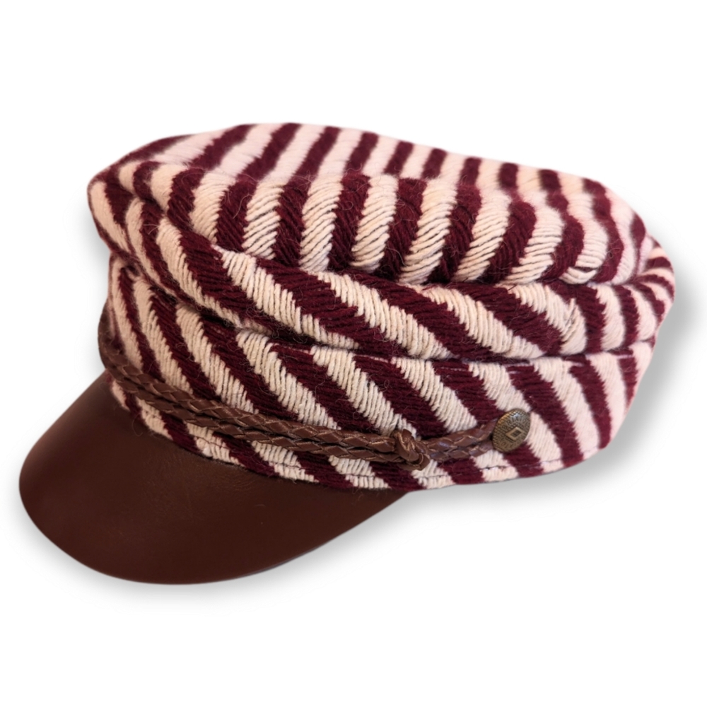 Brixton Albany Burgundy and Cream Striped Cap